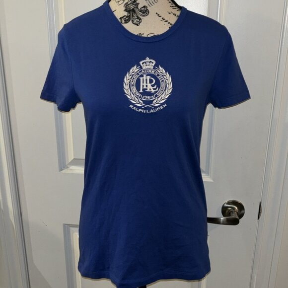 Lauren Ralph Lauren Tops - Lauren Ralph Lauren Active Blue Cotton Embroidered Logo Shirt